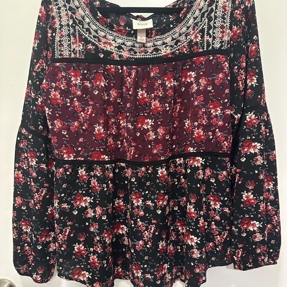 Knox Rose Floral Bohemian Romantic Peasant Top Sz M - Picture 4 of 6